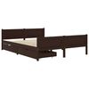 vidaXL Cama com 2 gavetas 140x200 cm pinho maci&ccedil;o castanho-escuro