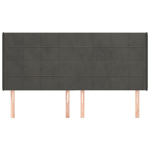 vidaXL Cabeceira cama c/ abas veludo 183x16x118/128 cm cinzento-escuro