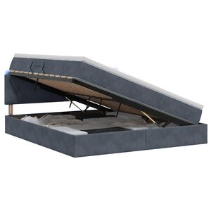 vidaXL Cama de Armazenamento LED com Colch&atilde;o Cinzento-Escuro