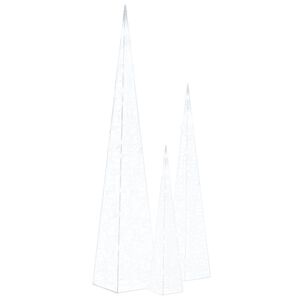 vidaXL Conj. cones decorativos acr&iacute;lico 60/90/120cm LEDs branco frio