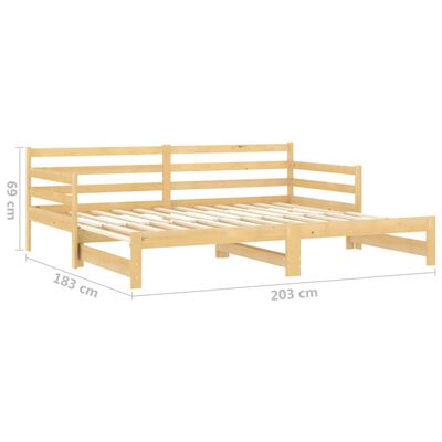 vidaXL Sofá-cama de puxar 2x(90x200) cm pinho maciço