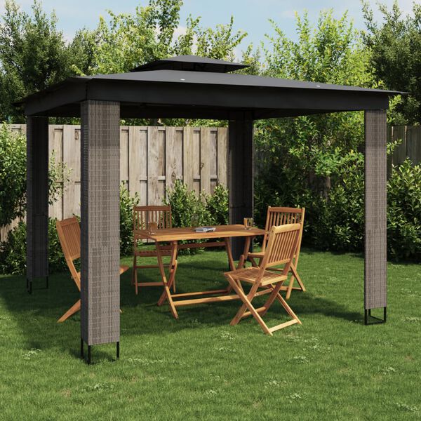 VidaXL Gazebo com telhado duplo 2,94x2,94 m aço antracite