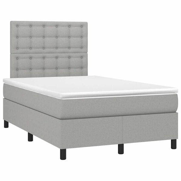 vidaXL Cama boxspring com colch&atilde;o 120x190 cm tecido cinzento-claro