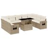 vidaXL 10 pcs conjunto de sof&aacute;s p/ jardim com almofad&otilde;es vime PE bege