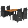 vidaXL 5 pcs conjunto de jantar p/ jardim c/ almofad&otilde;es vime PE preto