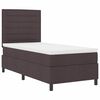 vidaXL Cama Box com colch&atilde;o Castanho escuro 100 x 200 cm tecido