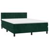 vidaXL Cama box spring c/ colch&atilde;o/LED 140x200 cm veludo verde-escuro
