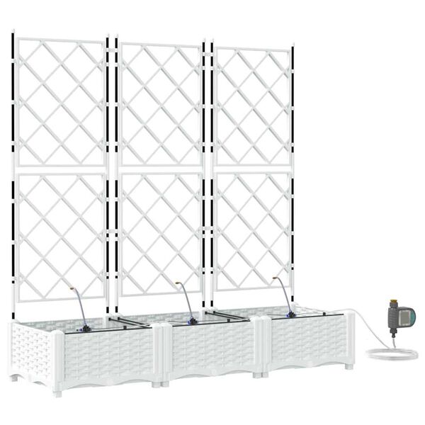 vidaXL Vaso de Jardim 3 pcs Branco A&ccedil;o