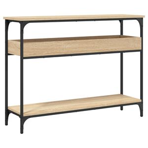 vidaXL Mesa de console com prateleira em carvalho Sonoma 100x29x75 cm, madeira projetada