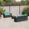 vidaXL 6 pcs conjunto de sof&aacute;s p/ jardim c/ almofad&otilde;es vime PE preto