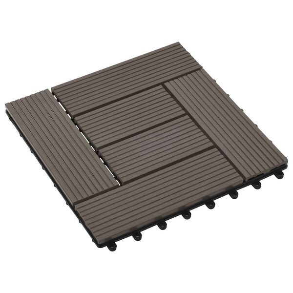 vidaXL Telha de Deck 11 pcs Marrom Escuro 30 x 30 cm WPC