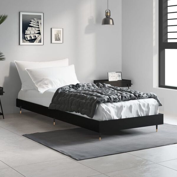 vidaXL Estrutura de cama 75x190 cm derivados de madeira preto