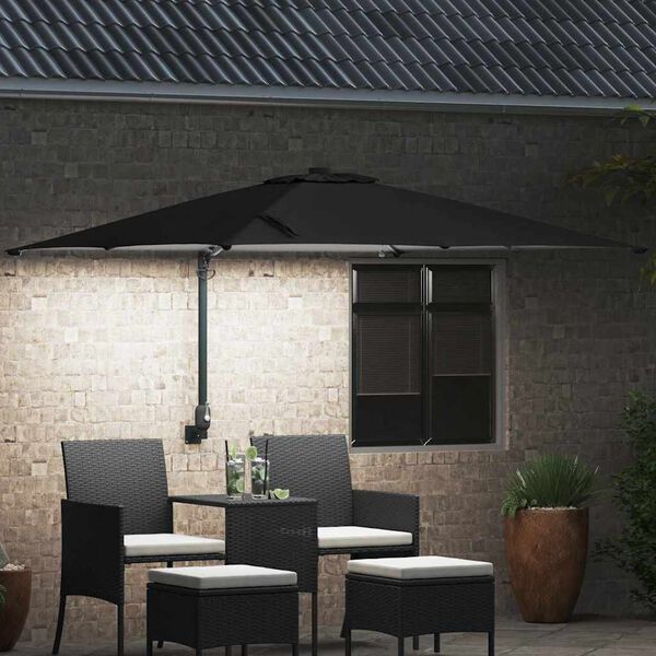 vidaXL Guarda-sol de Jardim Preto 248,5 x 247,5 x 160 cm