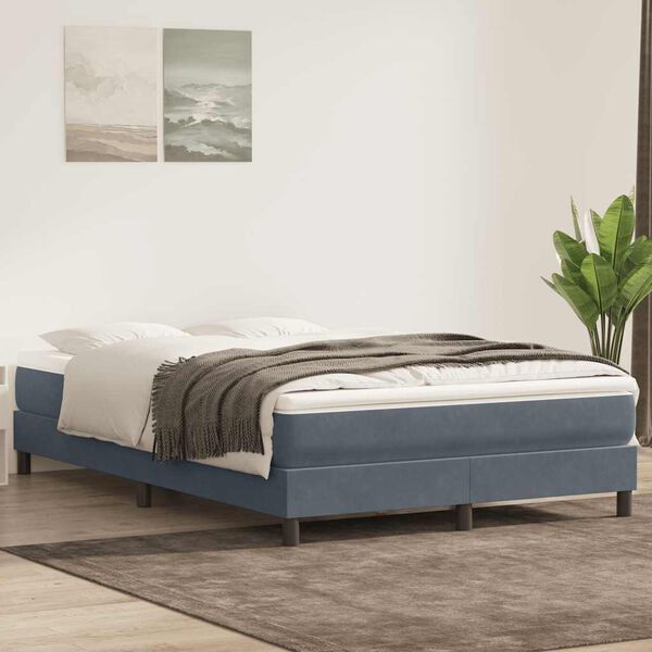 vidaXL Box Cama de Molas sem Colch&atilde;o Cinzento Escuro 160x210 cm Veludo