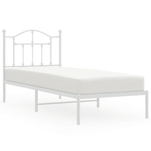 vidaXL Estrutura de cama com cabeceira 90x190 cm metal branco