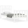 vidaXL Estrutura cama de solteiro c/ cabeceira madeira maci&ccedil;a branco