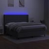 vidaXL Cama box spring c/ colch&atilde;o e LED 160x200 cm tecido cinza-escuro
