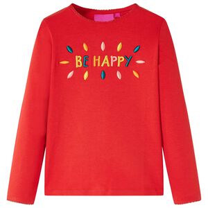 vidaXL T-shirt de manga comprida para crian&ccedil;a vermelho 128