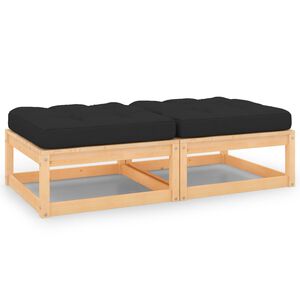 vidaXL Apoio de p&eacute;s p/ jardim c/ almofad&otilde;es 2 pcs pinho maci&ccedil;o