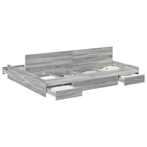 vidaXL Estrado de cama com arruma&ccedil;&atilde;o Cinza Sonoma 160 x 200 cm