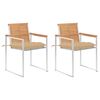 vidaXL Cadeiras de jardim com almofad&otilde;es 2 pcs teca maci&ccedil;a e a&ccedil;o