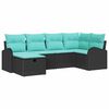 vidaXL Conjunto de Sof&aacute; de Jardim com almofada 6 pcs Preto vime PE