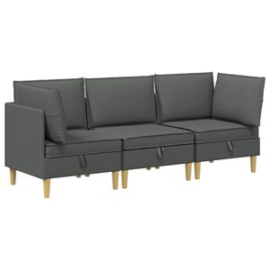 vidaXL Conjunto de sof&aacute; modular com armazenamento 3 unid. Tecido