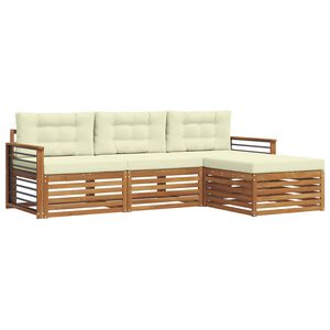 vidaXL Conjunto de Sof&aacute;s para Exterior com almofada Natural e Creme