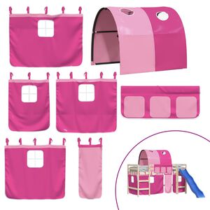 vidaXL Cortinas para cama elevada com t&uacute;nel poli&eacute;ster rosa