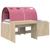 vidaXL Cama Alta para Crian&ccedil;as com Mesa 3 unid. Carvalho Sonoma e Rosa