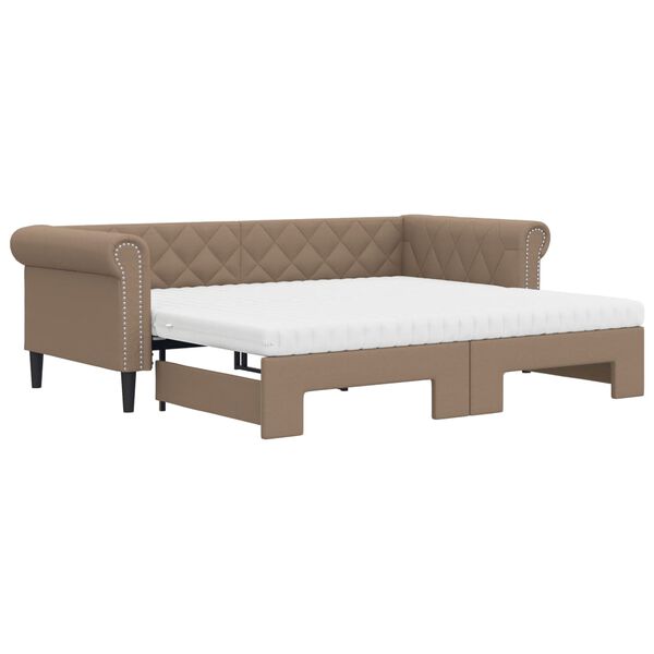 vidaXL Sof&aacute;-cama com gavet&atilde;o e colch&otilde;es 90x200cm artificial cappuccino