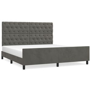 vidaXL Estrutura de cama sem colch&atilde;o 160x200 cm veludo cinzento-escuro