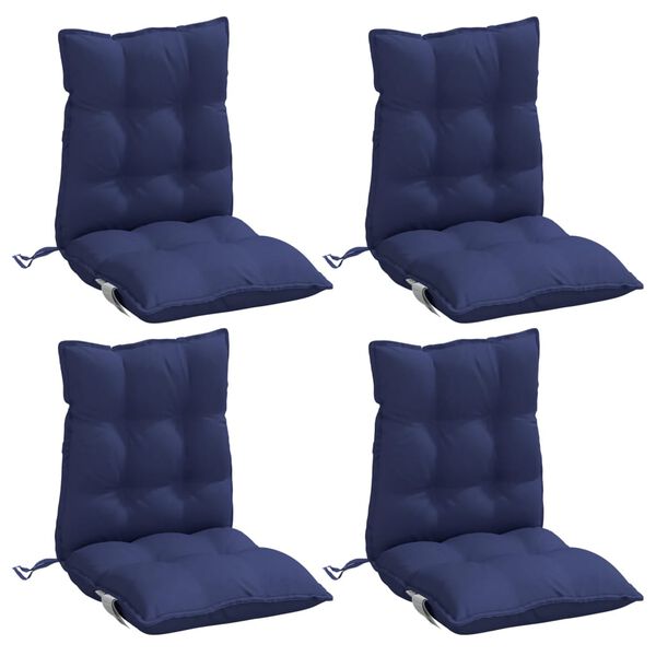 vidaXL Almofad&otilde;es cadeira encosto baixo 4 pcs oxford azul-marinho