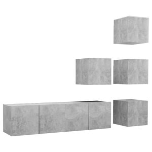 vidaXL 6 pcs conjunto de m&oacute;veis de TV contraplacado cinzento cimento
