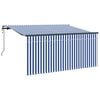 vidaXL Toldo Retr&aacute;til Azul e Branco 300 x 200 cm Poli&eacute;ster e Alum&iacute;nio