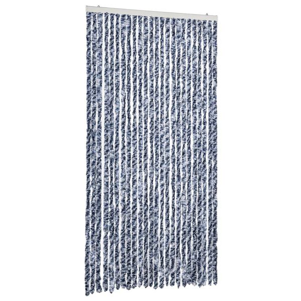 vidaXL Cortina anti-insetos 100x230 cm chenille azul e branco