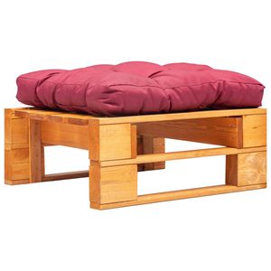 vidaXL Otomano paletes c/ almofad&atilde;o vermelho madeira castanho mel