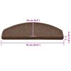 vidaXL Tapetes de escada 30 pe&ccedil;as 65x24x4 cm marrom semicircular grande