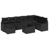 vidaXL Conjunto de Sof&aacute; de Jardim 9 pcs Preto Rattan Sint&eacute;tico