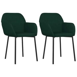 vidaXL Cadeiras de jantar 2 pcs veludo verde-escuro
