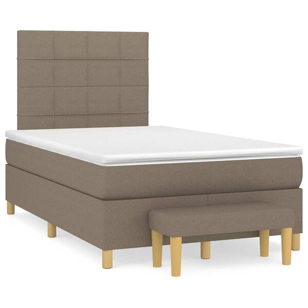 vidaXL Cama boxspring c/ colch&atilde;o 120x190cm tecido castanho-acinzentado