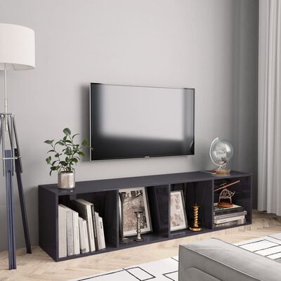vidaXL Estante/móvel TV 143x30x36 cm contraplacado cinzento brilhante