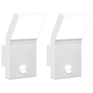 vidaXL Candeeiros parede LED exterior c/ sensor 2 pcs alum&iacute;nio branco