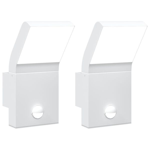 vidaXL Candeeiros parede LED exterior c/ sensor 2 pcs alum&iacute;nio branco