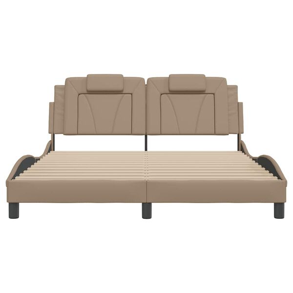 vidaXL Estrutura de cama Viana sem colch&atilde;o 160x200 cm couro artificial cappuccino