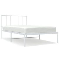 vidaXL Estrutura de cama com cabeceira 75x190 cm metal branco