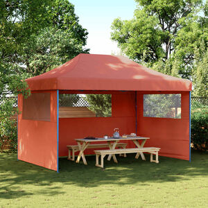 vidaXL Tenda p/ festas pop-up dobr&aacute;vel 3 paredes laterais terracotta