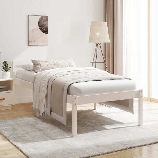 vidaXL Cama para idosos 90x200 cm pinho maci&ccedil;o branco