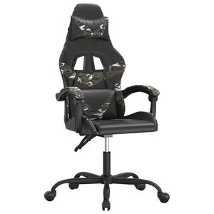 vidaXL Cadeira gaming couro artificial preto e camuflado