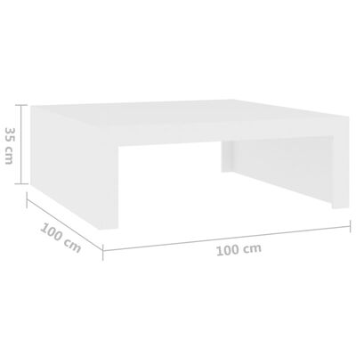 vidaXL Mesa de centro 100x100x35 cm contraplacado branco